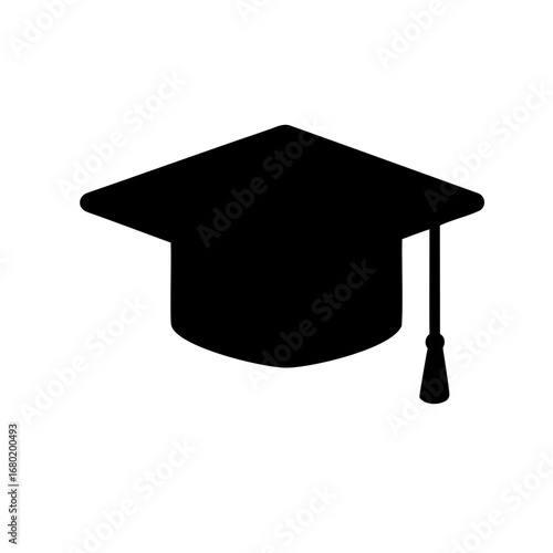 Graduation cap silhouette representing higher education and academic achievement with tassel