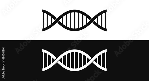 An outline style of a DNA strand, a modern and clean icon for scientific research, medical labs, and biotechnology companies.