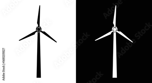 An outline style of a wind turbine, a modern and clean icon for environmental projects, sustainable energy companies, and green technology.
