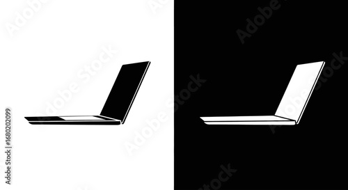 An outline style of a modern laptop, a clean and minimalist icon for tech startups, web design, and digital nomad lifestyle.