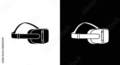 An outline style of a VR headset, a modern and clean icon for virtual reality development, tech expos, and metaverse branding.