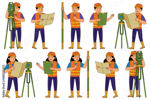 Land Surveyor Profession Vector Illustration