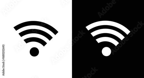 A Wi-Fi or wireless signal icon, a universal black and white symbol for internet connectivity, hotspots, and wireless networks.