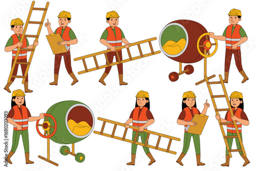 Builders Profession Vector Illustration
