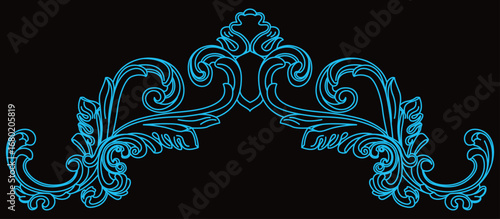 Detailed ornamental scroll pattern elegantly curves to form a classic decorative border design.