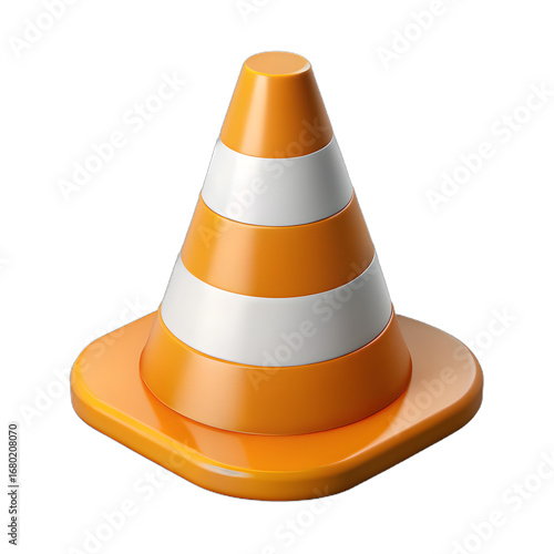Orange Traffic Cone with White Stripes – Safety Road Cone PNG on Transparent Background cone, traffic, road, sign, construction, orange, safety, isolated, 