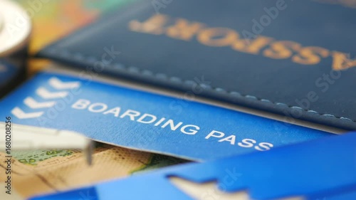 Preparing for travel with passport and boarding pass