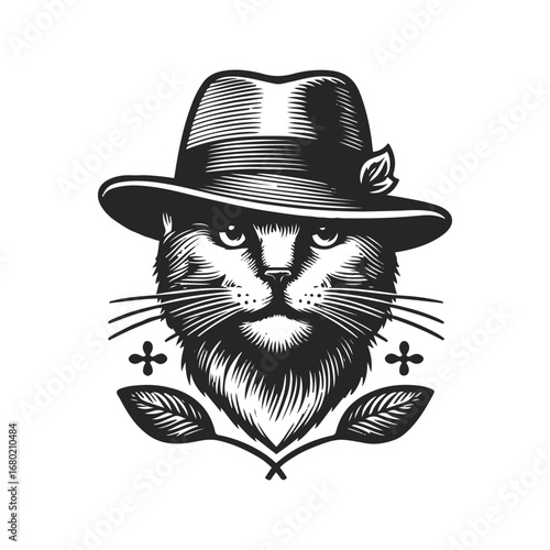 black cat on a white background