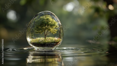Wallpaper Mural A small tree encased in a water droplet, a metaphor for fragility and the importance of protecting the environment. Torontodigital.ca