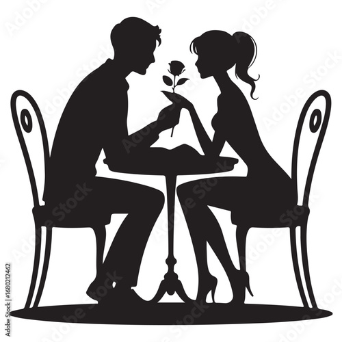 Romantic Silhouette of a Couple in Love