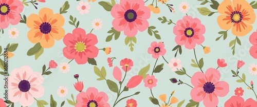 Wallpaper Mural Geometric floral patterns featuring a childlike motif, ideal for Mother's Day cards and posters,  graphic,  bond Torontodigital.ca