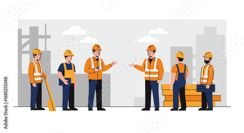 Group of Construction Workers in Safety Gear.