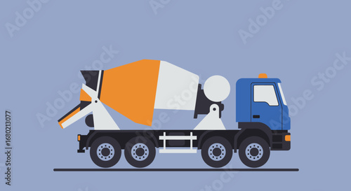 Vector Illustration of a Concrete Mixer Truck.