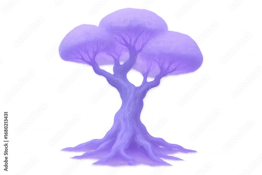 Fototapeta premium Illustration of a purple fantasy tree growing on a transparent background, perfect for otherworldly or magical themed projects
