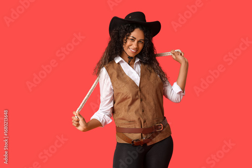African-American cowgirl wi...
