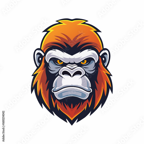 A stylized, detailed vector illustration of a gorilla or monkey's head.