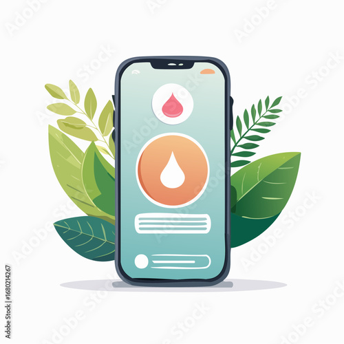 A cheerful and vibrant 3D-rendered illustration of a mobile phone. The screen displays a medical or health app.