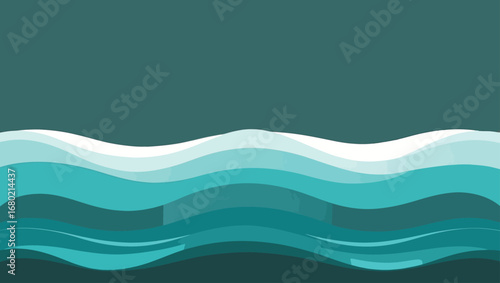 Abstract teal ocean waves flowing smoothly artistic digital illustration vector art