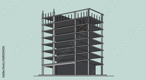 Modern Building Construction in Progress Architectural Design.