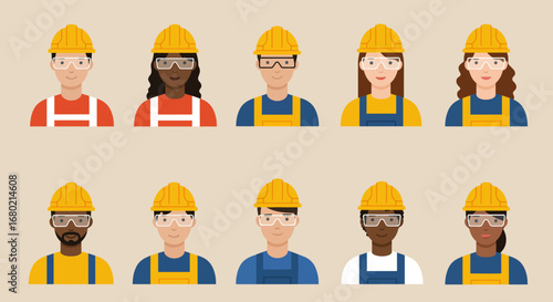 Diverse Construction Workers Wearing Safety Gear and Uniforms.