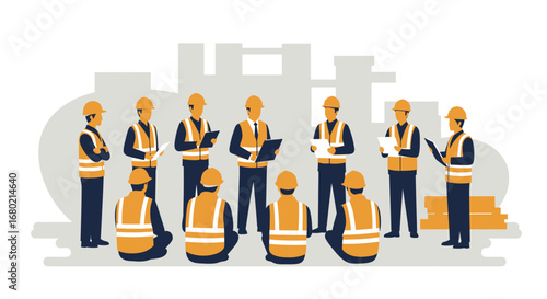 Group of Construction Workers in Safety Gear.