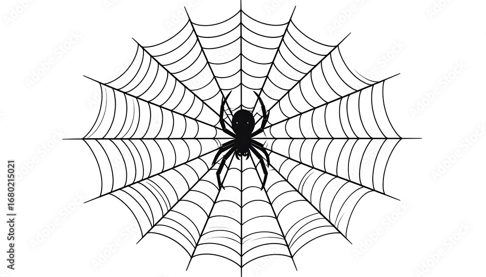Fototapeta premium Spider in web, Halloween design