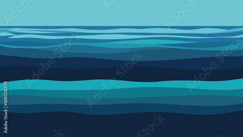 Abstract vector illustration of calm ocean water with subtle waves and color gradient