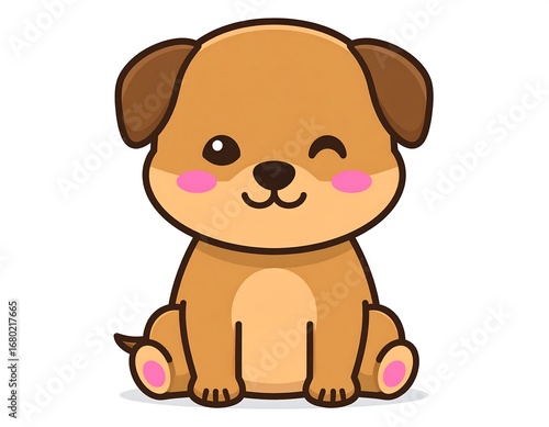 Wallpaper Mural Cute cartoon dog sitting, winking Torontodigital.ca