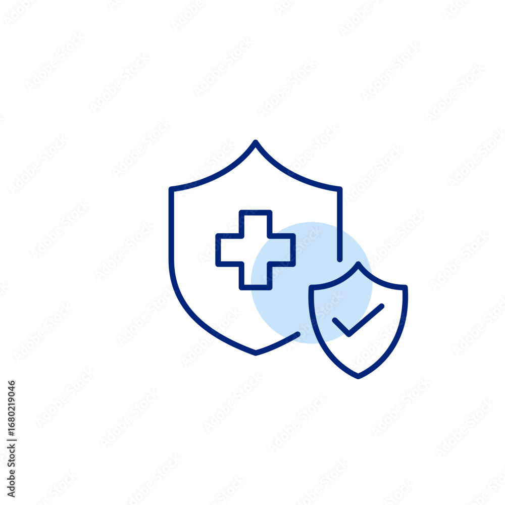 Obraz premium Verified medical care, trusted health services, secure treatment. Healthcare insurance. Pixel perfect, editable stroke vector icon