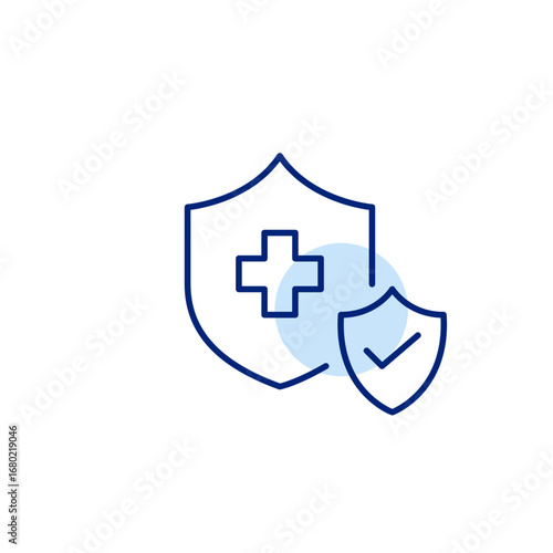 Verified medical care, trusted health services, secure treatment. Healthcare insurance. Pixel perfect, editable stroke vector icon