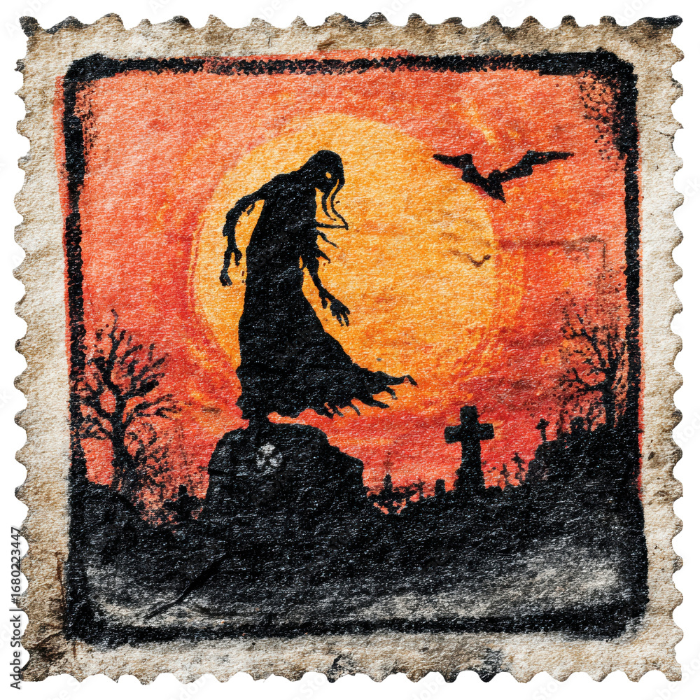 Fototapeta premium Spooky Design Postage Stamp