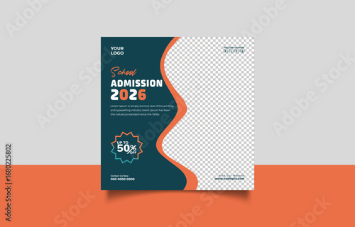 School Admission Open 2026 Flyer Template Modern Design For Educational Institutions And Promotional Campaigns Perfect For Social Media Advertising