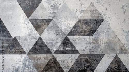 Wallpaper Mural Abstract geometric pattern with triangles in shades of gray and white with distressed texture Torontodigital.ca