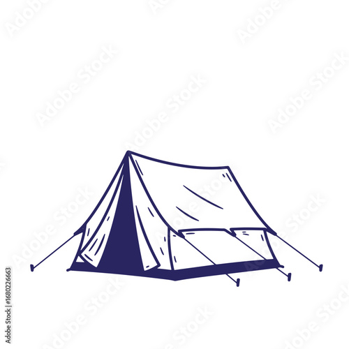 Simple hand drawn camping tent illustration perfect for outdoor adventure and recreation concepts