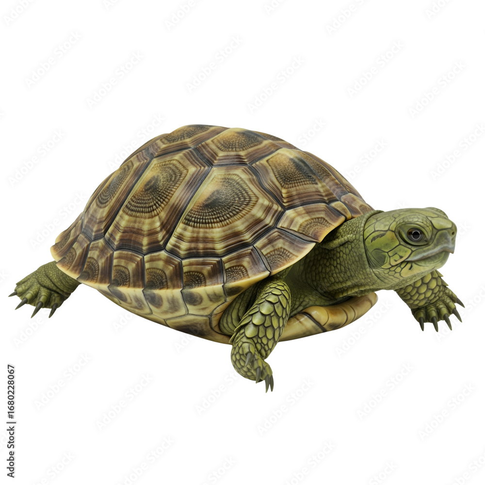 Obraz premium Detailed Realistic Turtle on a White Background
