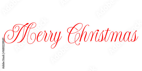 Merry Christmas text, handwritten calligraphy for holiday card, poster, and banner isolated on white background