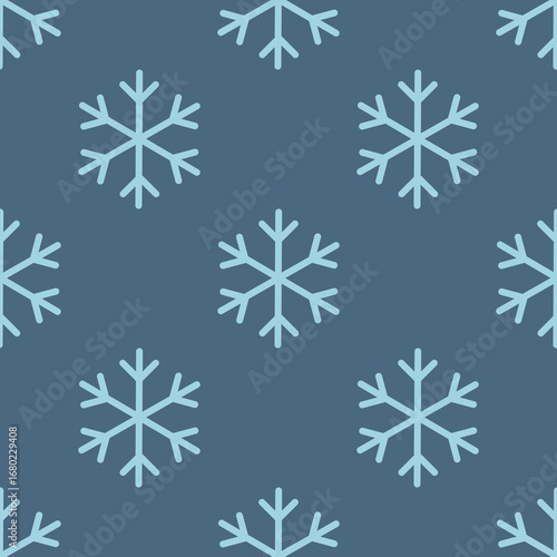 Snowflake pattern design on a grey background, featuring symmetrical ice crystal patterns, creating a seamless repeating design.