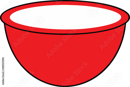 Red Mixing Bowl Glass on Transparent Background