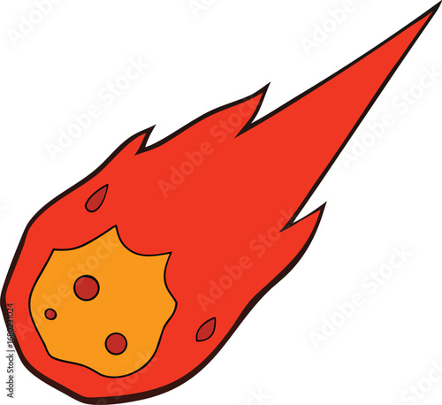 Red Meteor Flame Rock on Transparent Background
