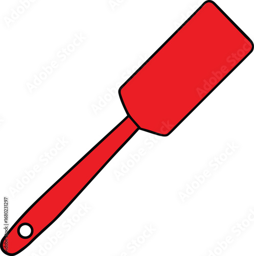 Red Spatula Flat Tool on Transparent Background