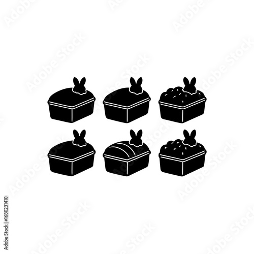 6 different bunny chow loaf silhouette vector icon