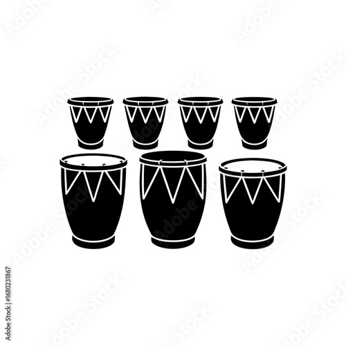 7 different conga drums silhouette vector icons se