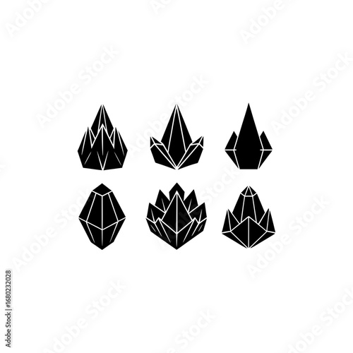 6 different crystal mountain ornament silhouette v