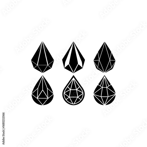 6 different crystal teardrop ornament silhouette v