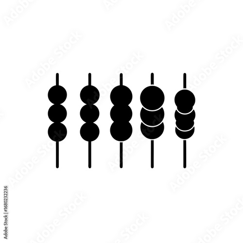 6 different dango skewer silhouette vector icons s