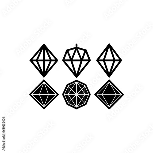 6 different diamond cage ornament silhouette vecto