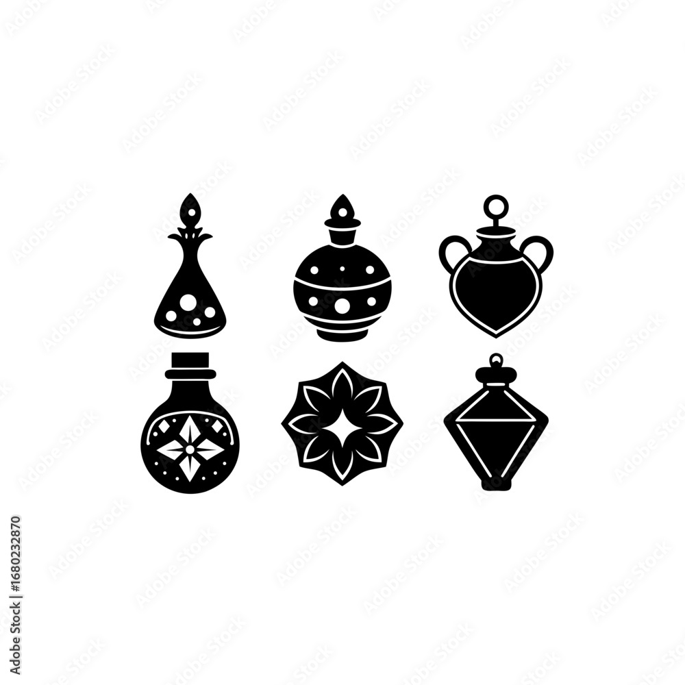 Obraz premium 6 different enchanted potion ornament silhouette v