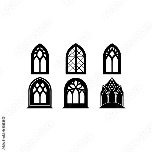 6 different elven inspired arch window with flowin