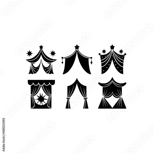 6 different fantasy magical swag curtain silhouett
