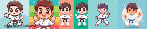 Children are practicing Karate wearing Karate uniforms